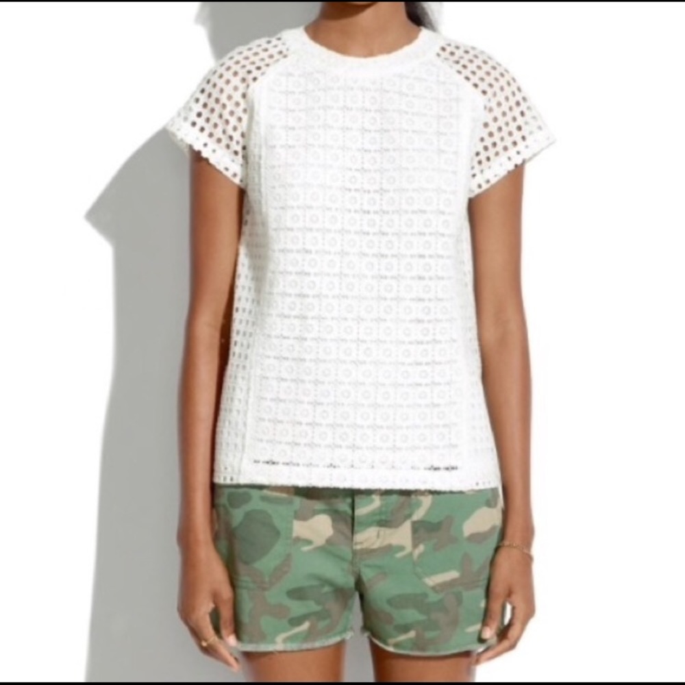Madewell white eyelet top size XS